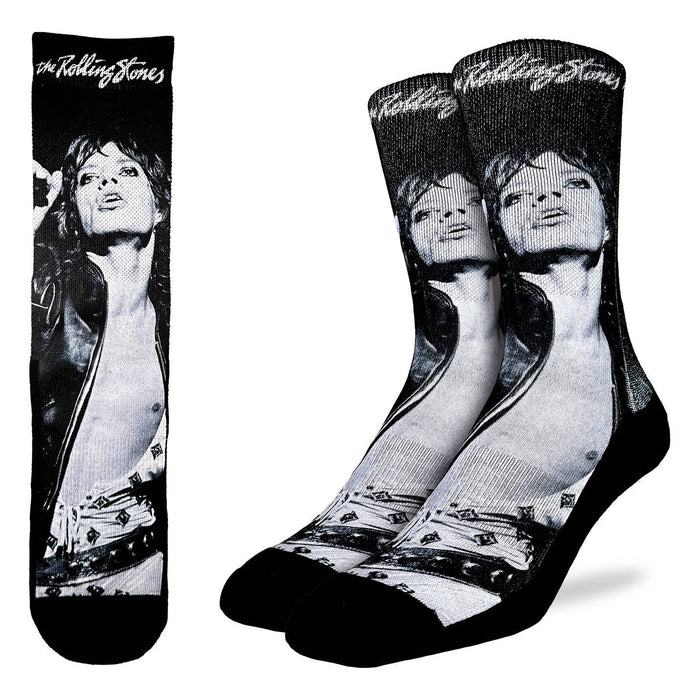Men's The Rolling Stones, Mick Jagger in Black & White Socks