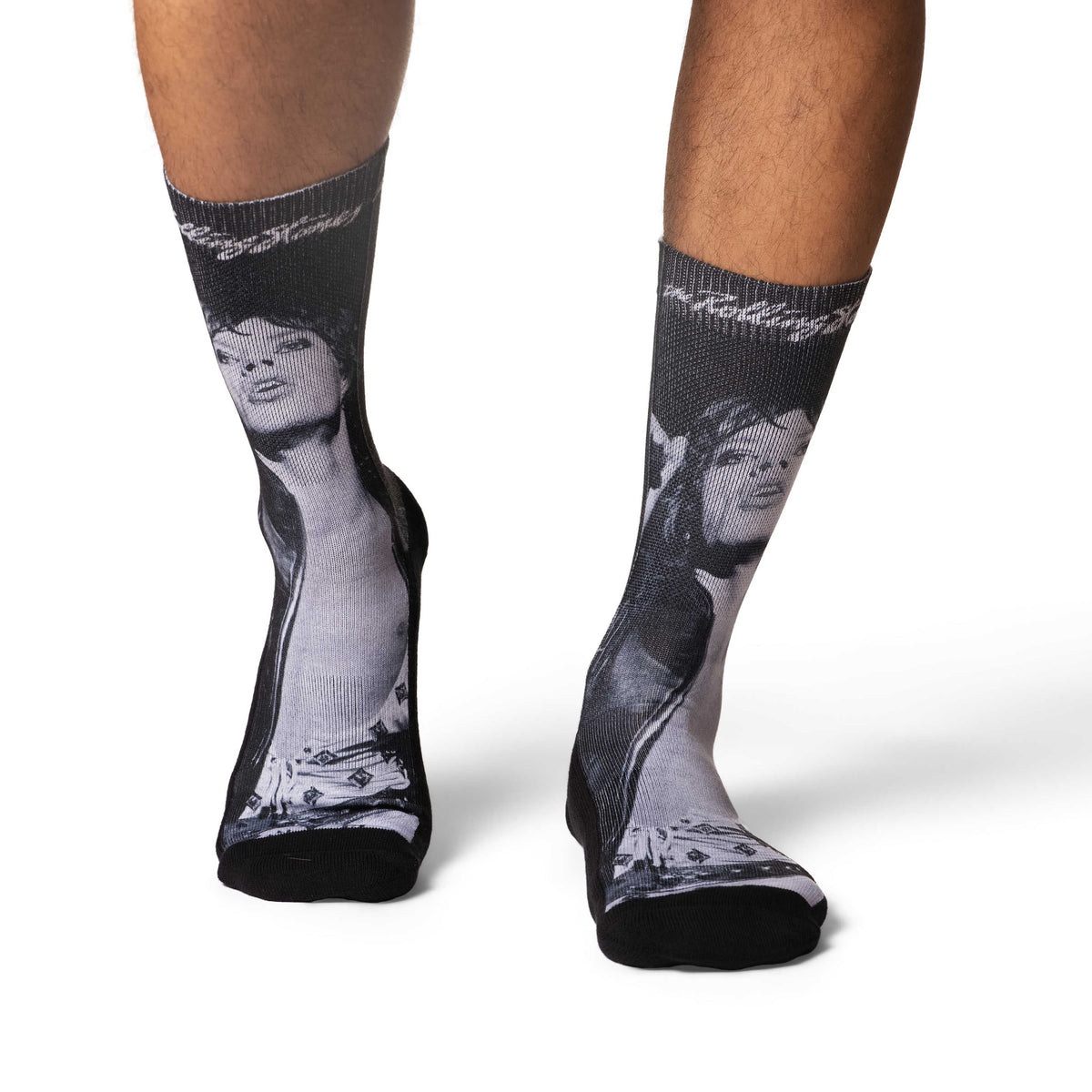 Men's The Rolling Stones, Mick Jagger in Black & White Socks
