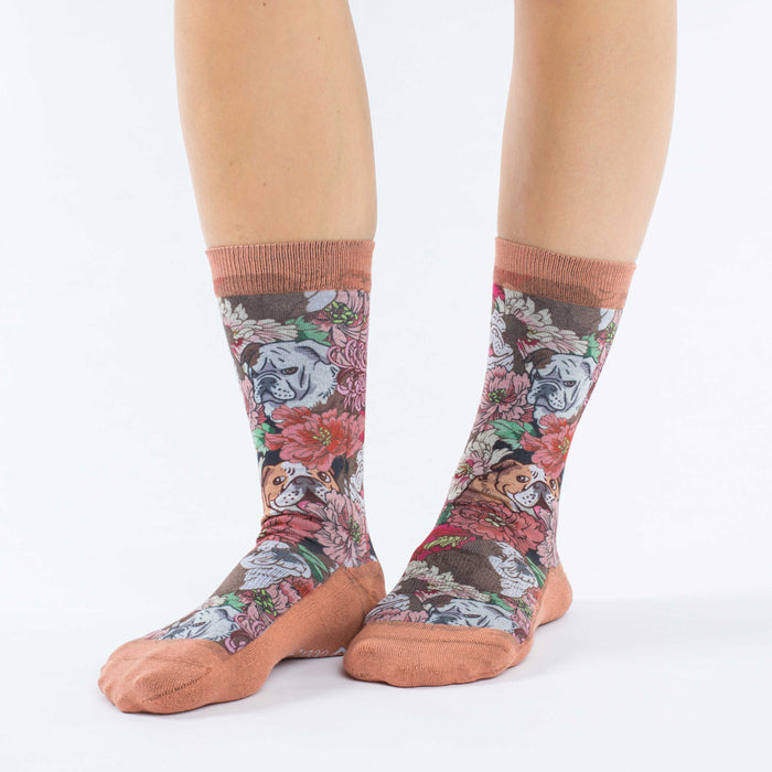 Women's Floral English Bulldog Socks
