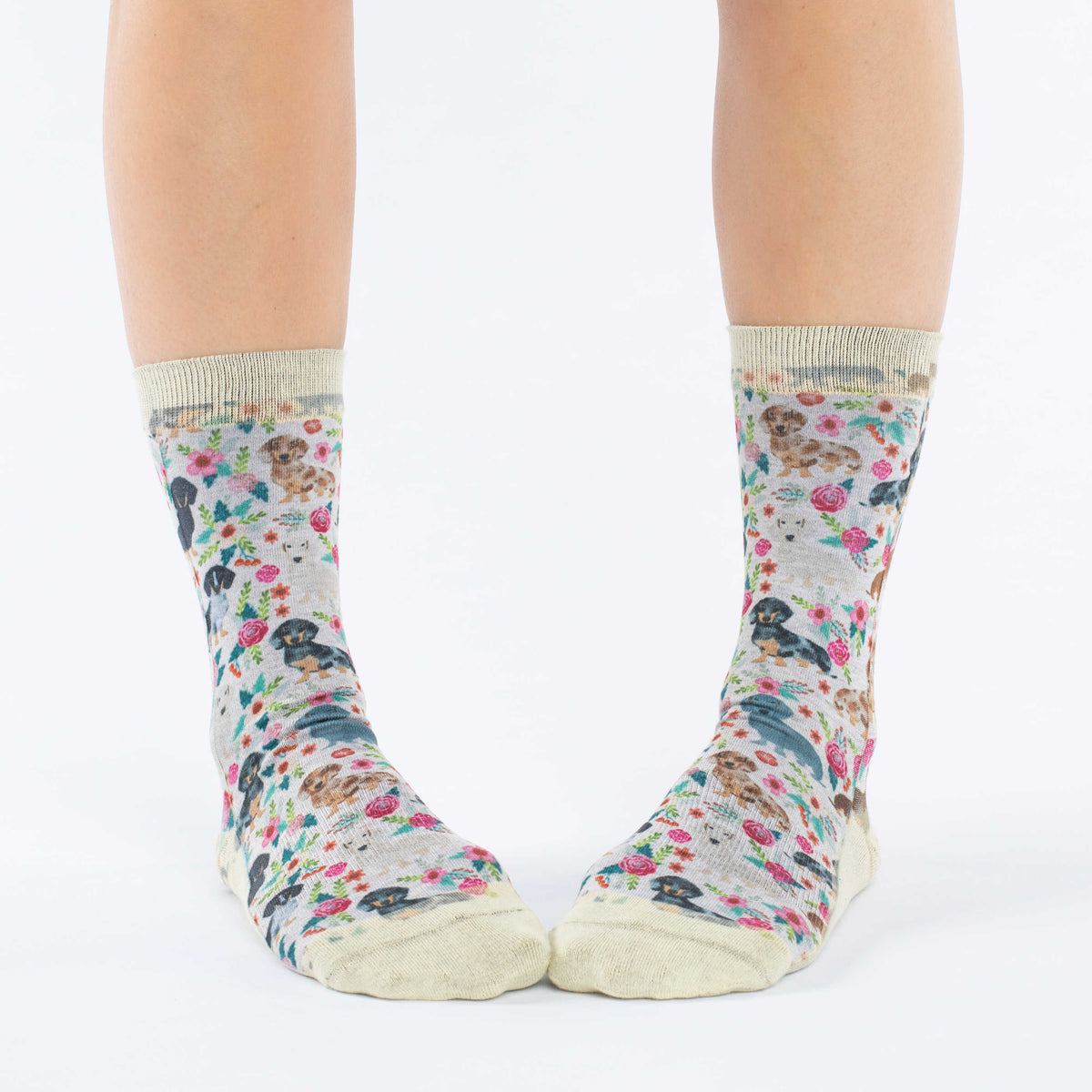 Women's Floral Dachshunds Socks