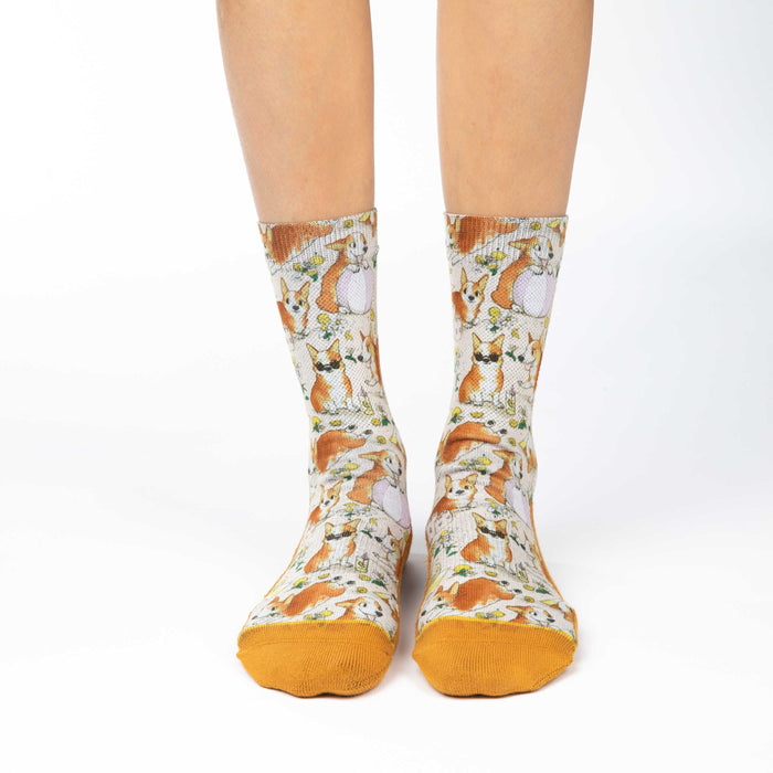 Women's Corgis on a Beach Socks