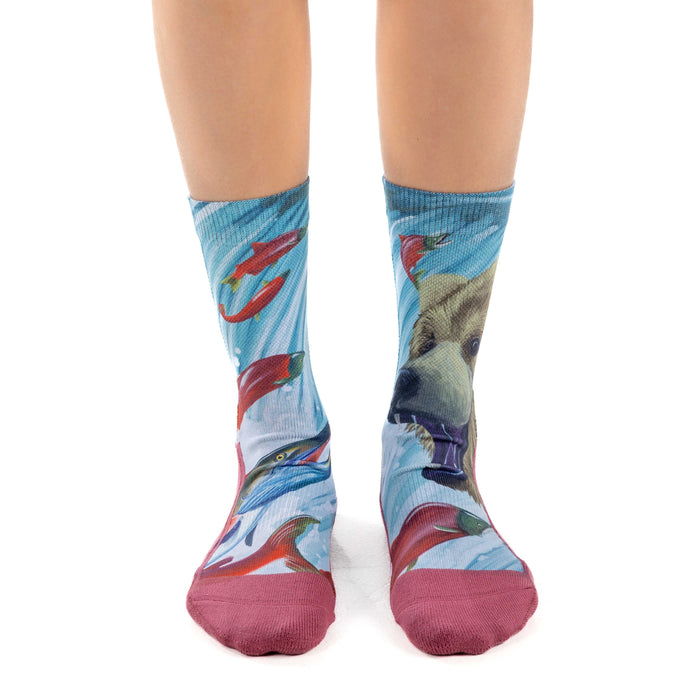Women's Grizzly Bear & Sockeye Salmon Socks