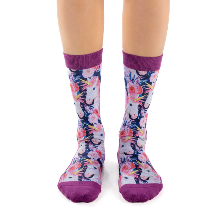 Women's Unicorns with Flowers Socks