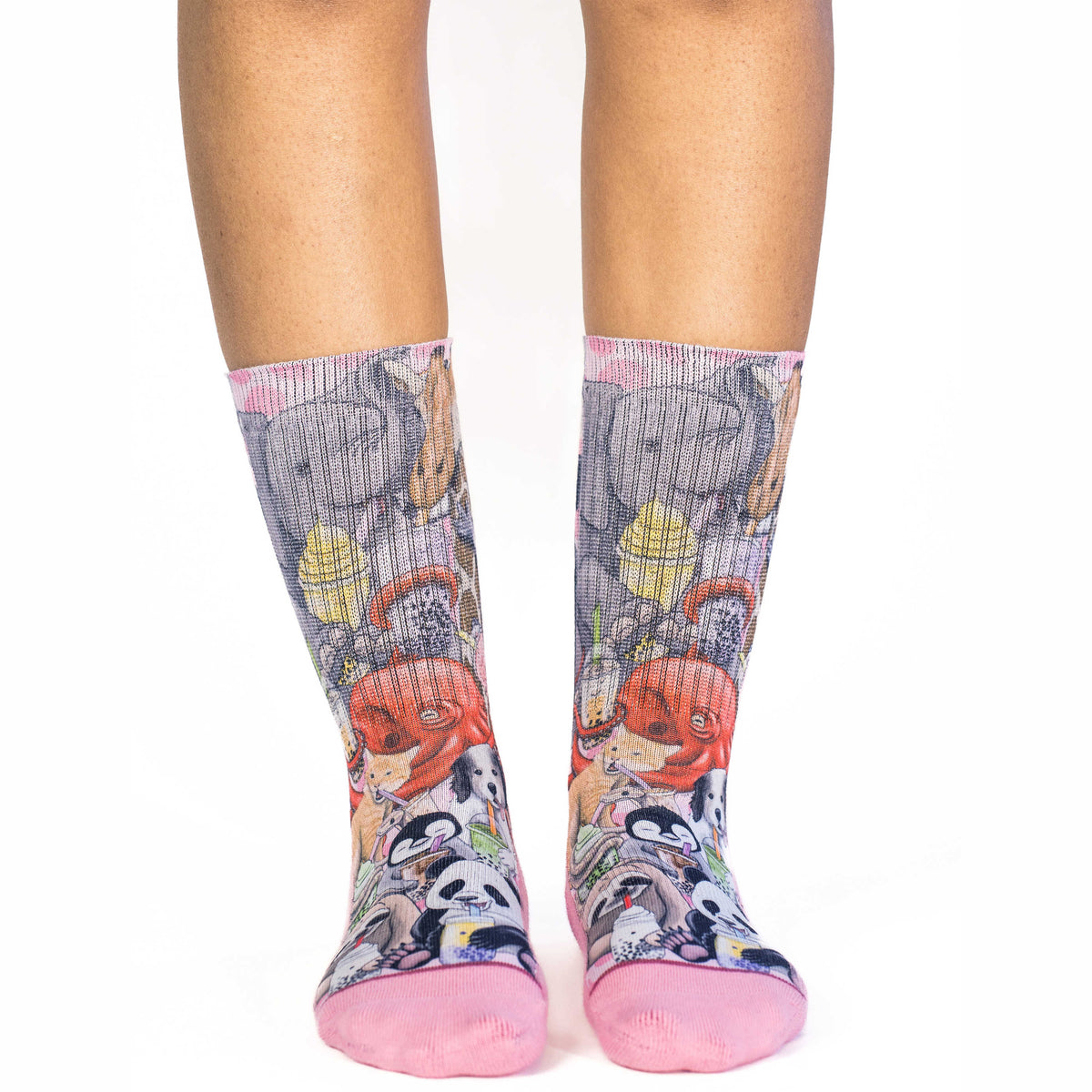 Women's Animals Drinking Bubble Tea Socks