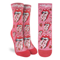 Women's The Rolling Stones, Floral Hot Lips Socks
