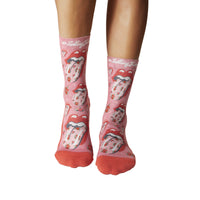 Women's The Rolling Stones, Floral Hot Lips Socks
