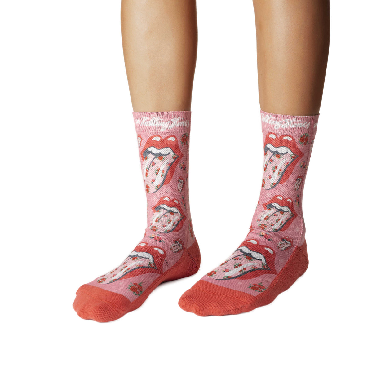 Women's The Rolling Stones, Floral Hot Lips Socks