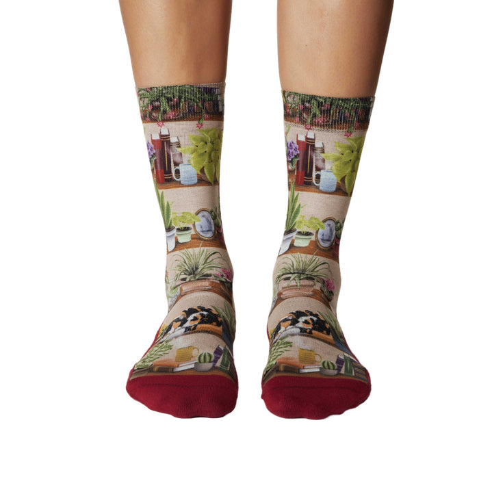 Women's Bookshelf of Plants Socks