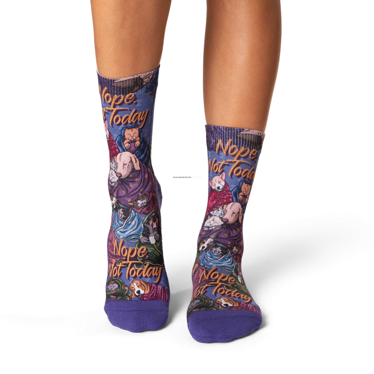 Women's Cats & Dogs, Nope Not Today Socks