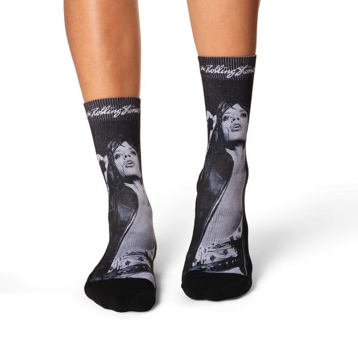 Women's The Rolling Stones, Mick Jagger in Black & White Socks