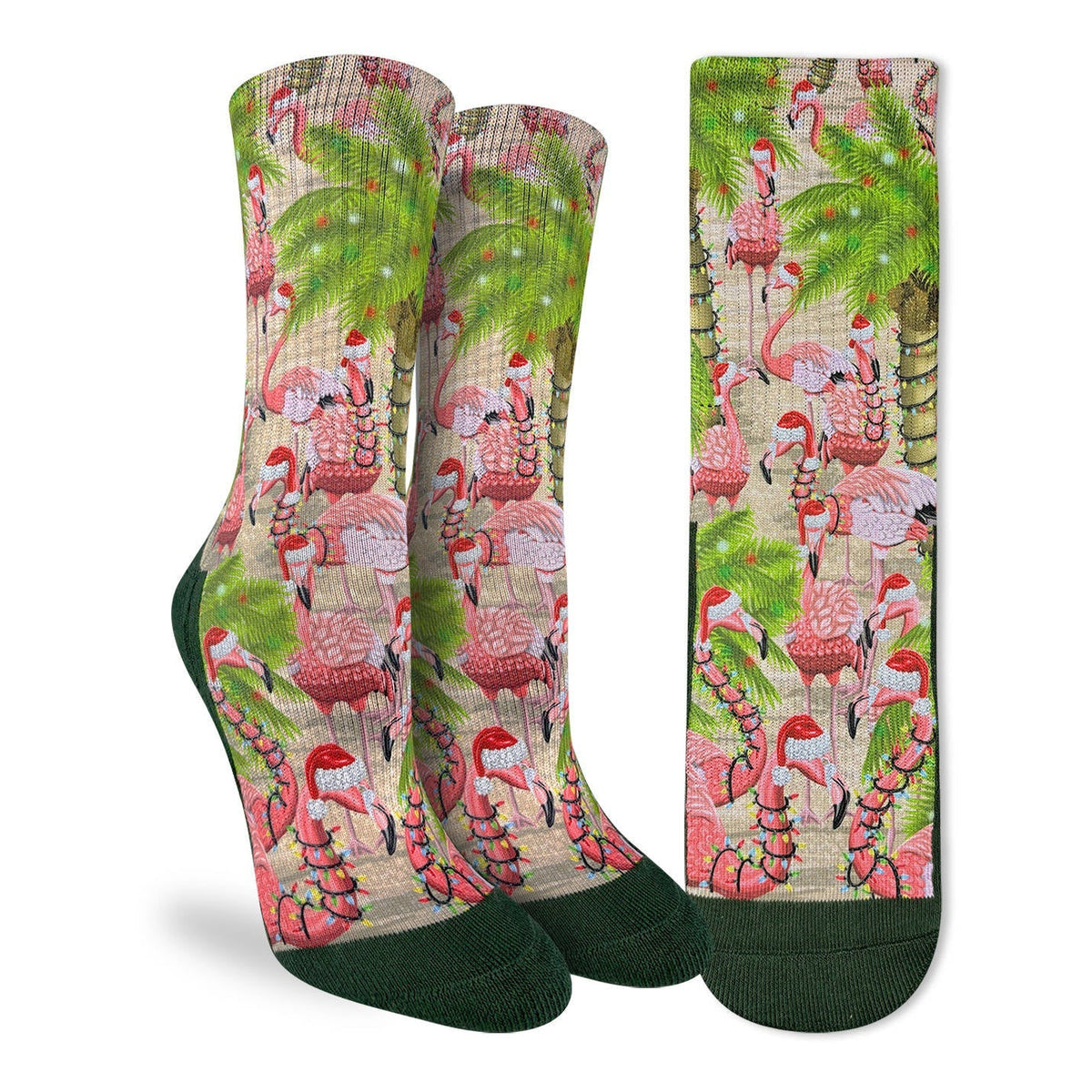 Women's Christmas Flamingos on the Beach Socks