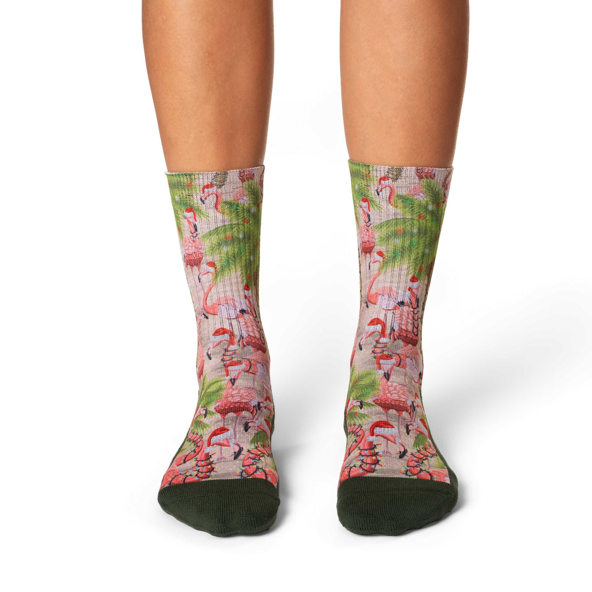 Women's Christmas Flamingos on the Beach Socks