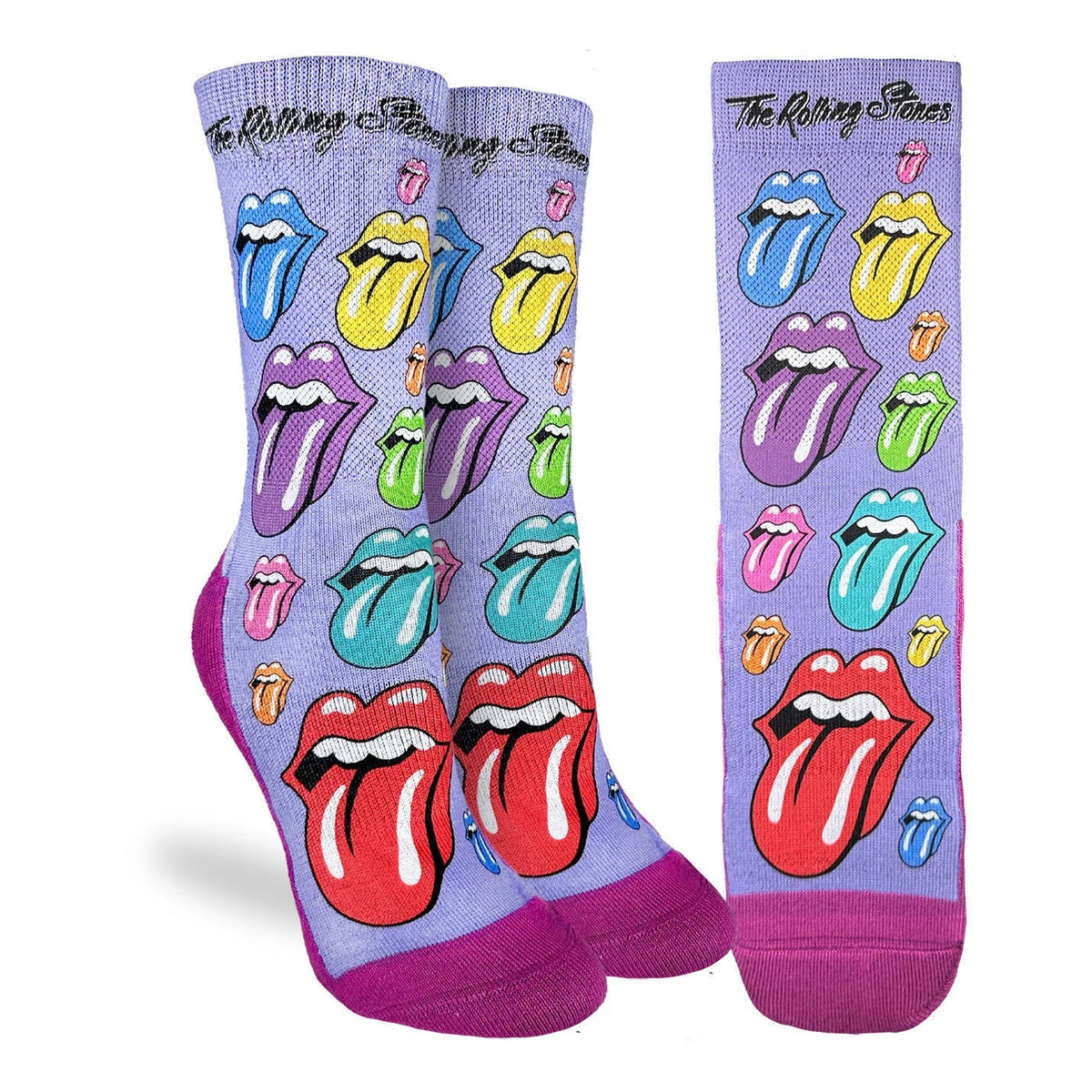 Women's The Rolling Stones, Rainbow Hot Lips on Lavender Socks