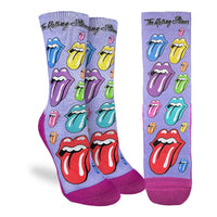Women's The Rolling Stones, Rainbow Hot Lips on Lavender Socks