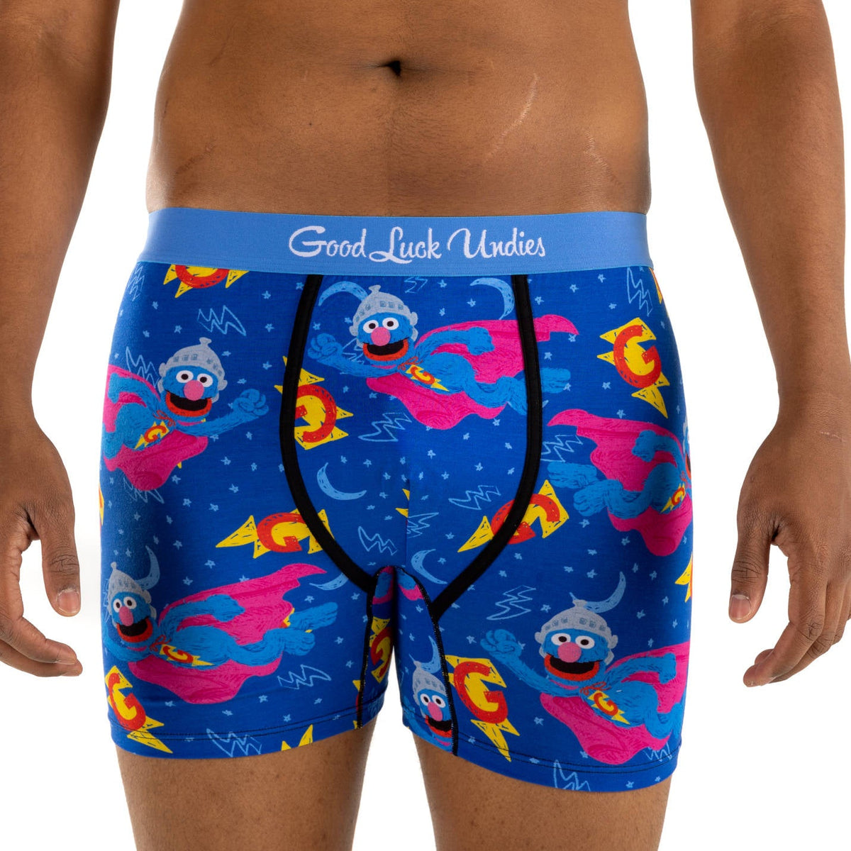 monsters new undies Men's Sesame Street, Super Grover Underwear XL / Blue