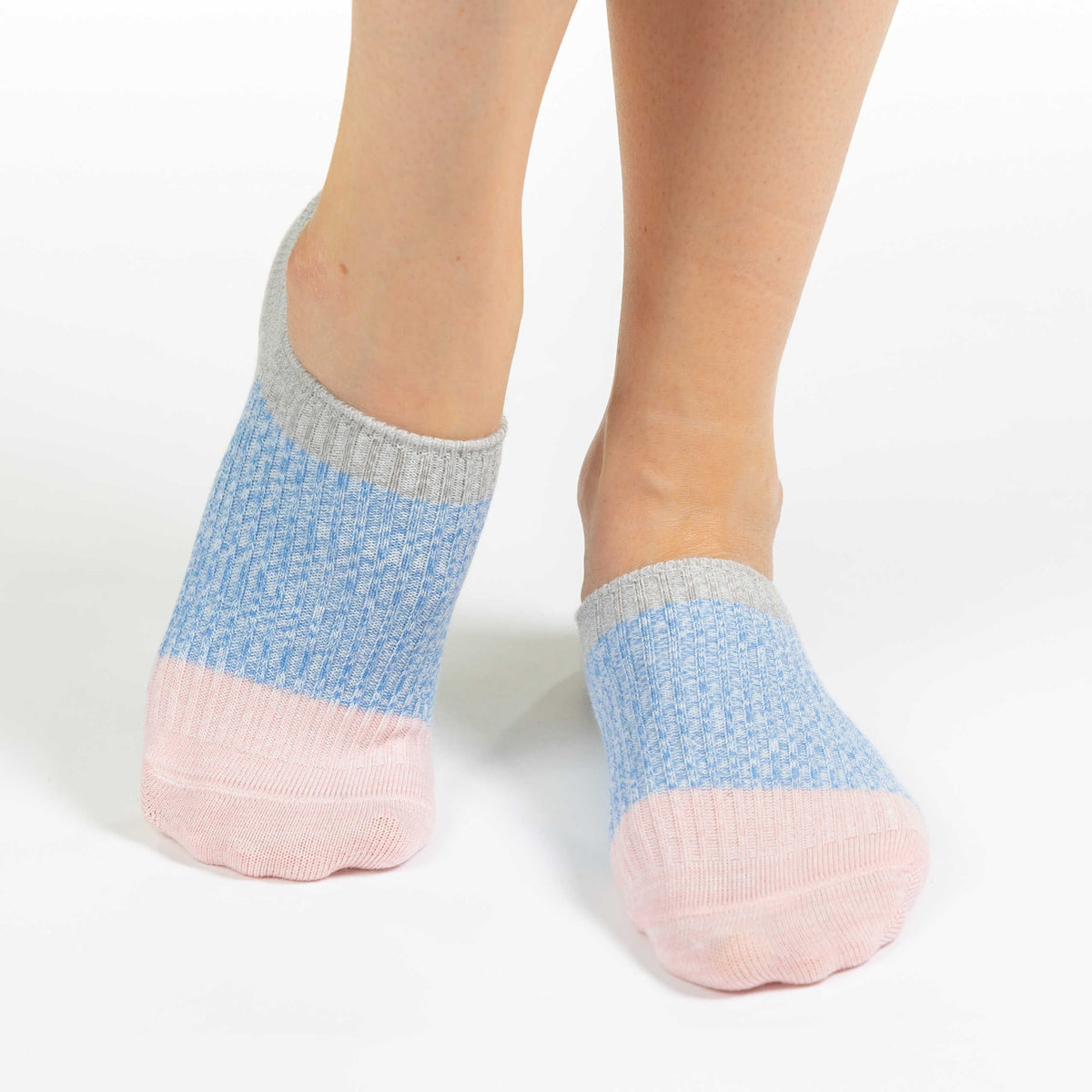 Women's Stripes - Gray, Blue, Pink No Show Socks