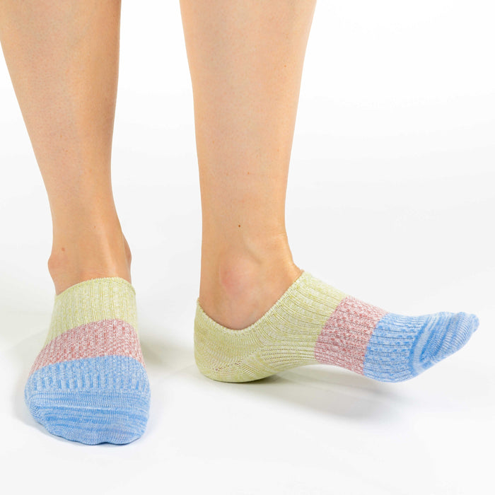 Women's Stripes - Green, Pink, Blue No Show Socks