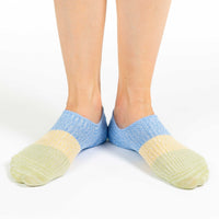 Women's Stripes - Blue, Yellow, Green No Show Socks