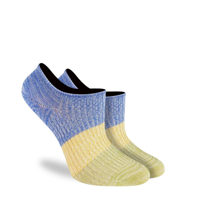 Women's Stripes - Blue, Yellow, Green No Show Socks