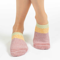 Women's Stripes - Green, Yellow, Pink No Show Socks