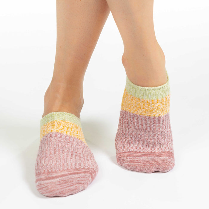 Women's Stripes - Green, Yellow, Pink No Show Socks