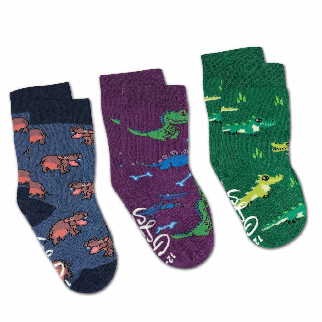 Hippopotamus, Crocodiles and Dinosaurs Kids Socks