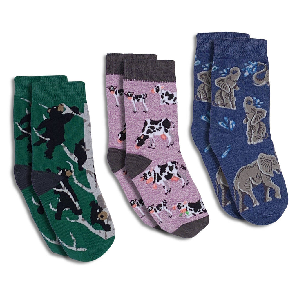Bears, Cows and Elephants Kids Socks