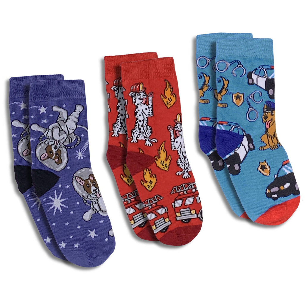 Astronaut, Fire Fighter and Police Dogs Kids Socks