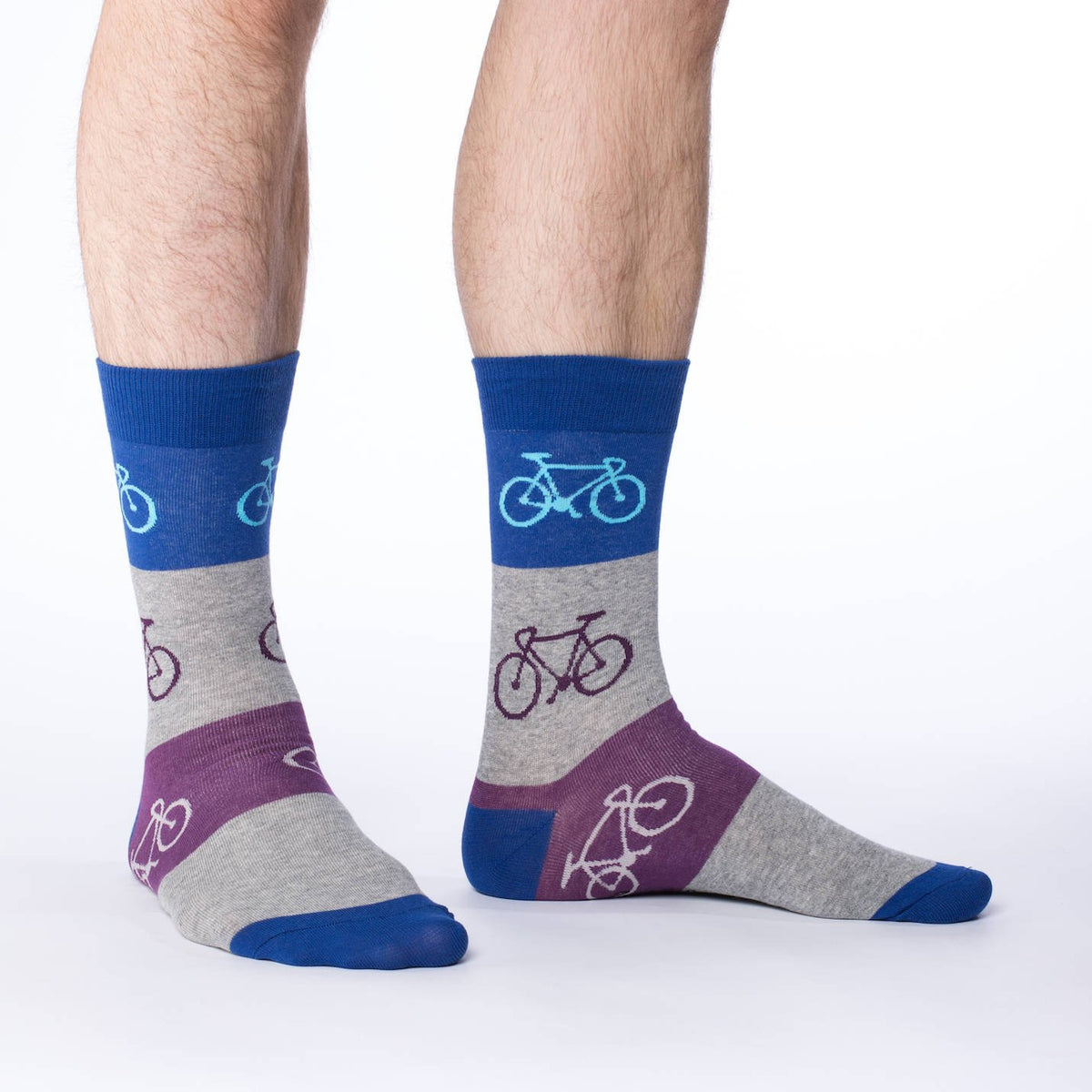 Men's Blue & Gray Checkered Bicycle Socks