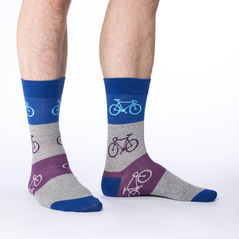 Men's Blue & Grey Checkered Bicycle Socks