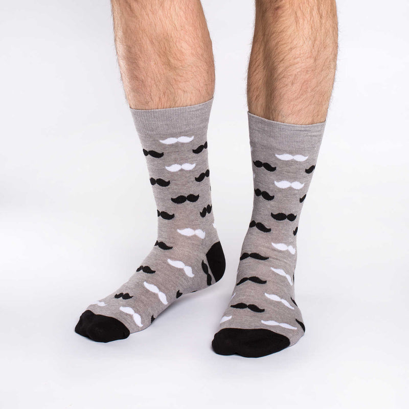 Men's King Size Black & Gray Moustache Socks