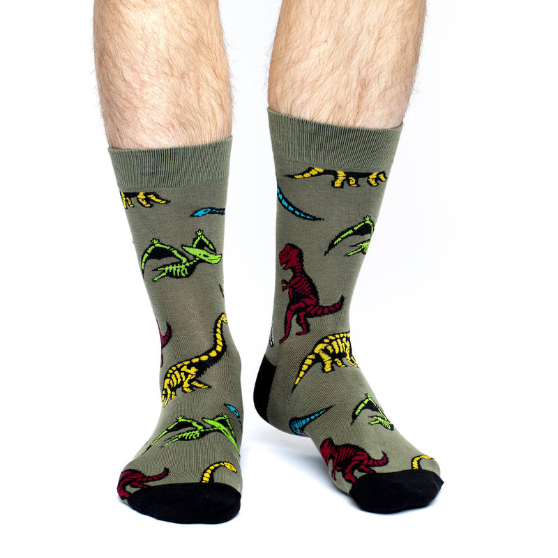 Men's King Size Dinosaur Skeletons Socks