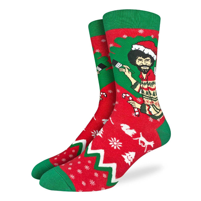 Men's Bob Ross, Christmas Socks