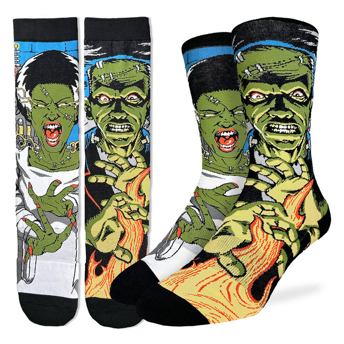Men's Evil Frankenstein and Bride Halloween Socks
