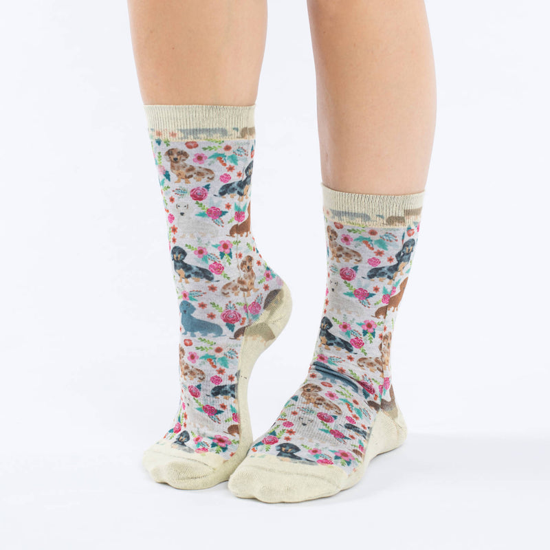 Women's Floral Dachshunds Socks