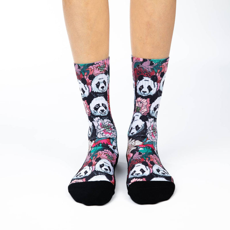 Women's Floral Pandas Socks – Good Luck Sock