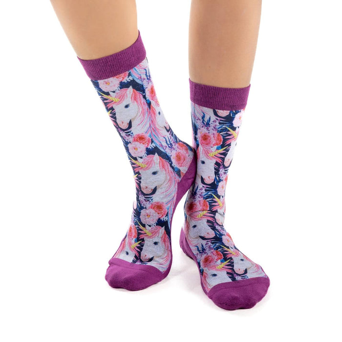 Women's Unicorns with Flowers Socks
