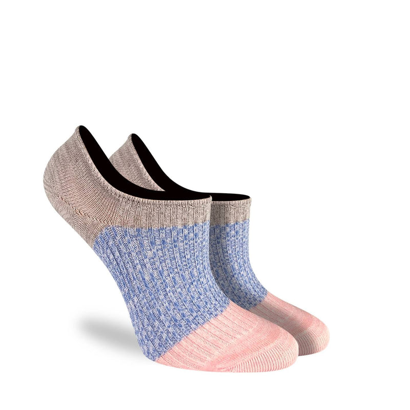 Women's Stripes - Gray, Blue, Pink No Show Socks