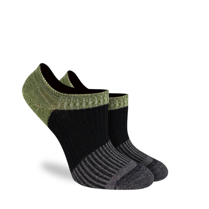 Women's Stripes - Green, Black, Gray No Show Socks