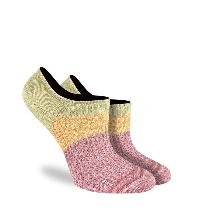 Women's Stripes - Green, Yellow, Pink No Show Socks